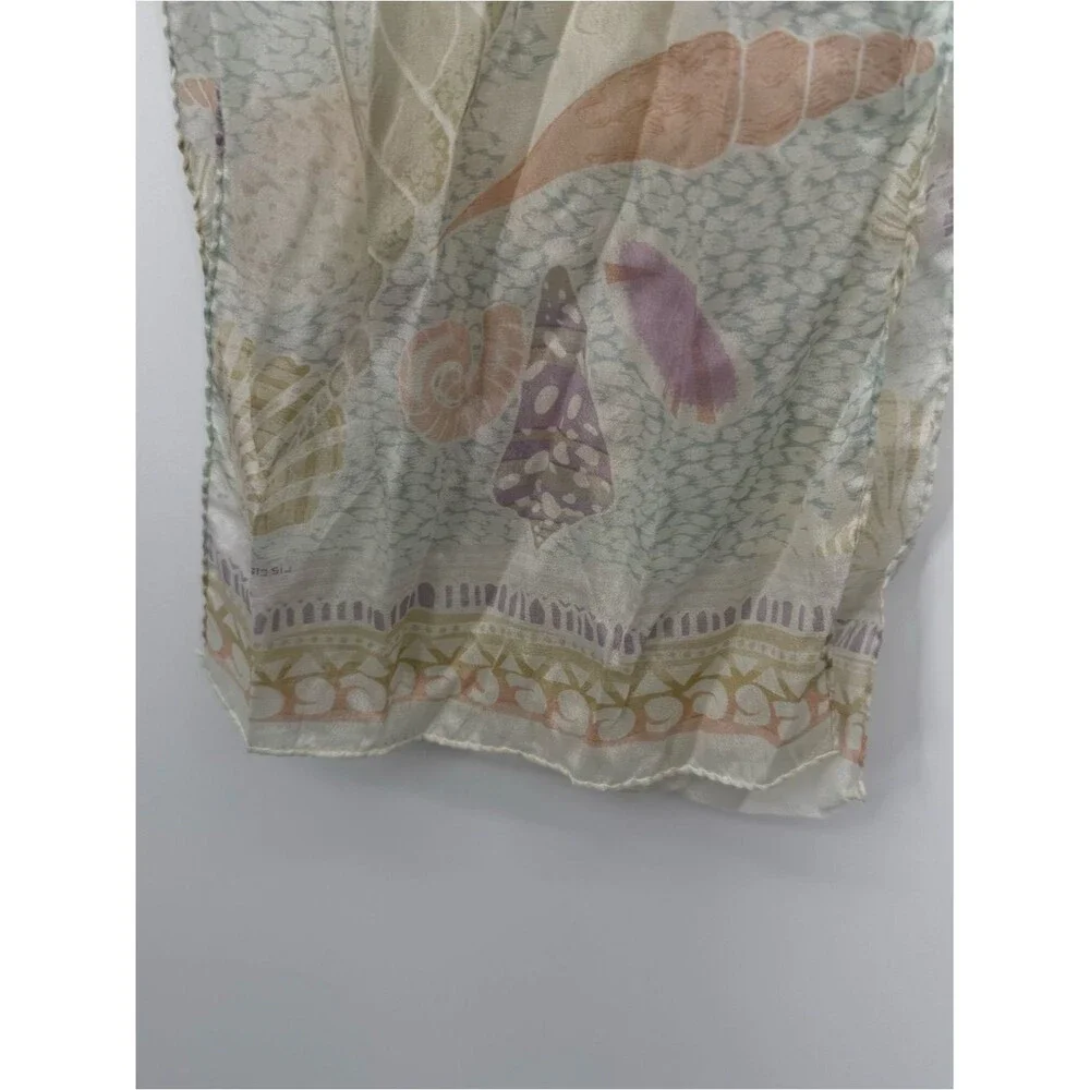 Liz Claiborne Vintage Pastel Seashell Print Scarf Beach Coastal Wrap Accessory